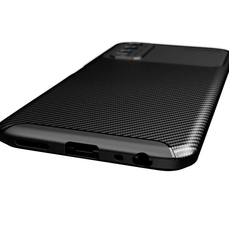 Vivo Y20S Kılıf Kamera Çıkıntılı Karbon Fiber Dokulu Renk Atmaz Kapak (NEGRO) Lacivert