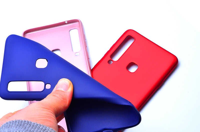 Samsung Galaxy A9 2018 Kılıf Yumuşak Dokulu Soft Esnek İnce Mat Renkli Silikon Kapak (PREMİER) Kırmızı