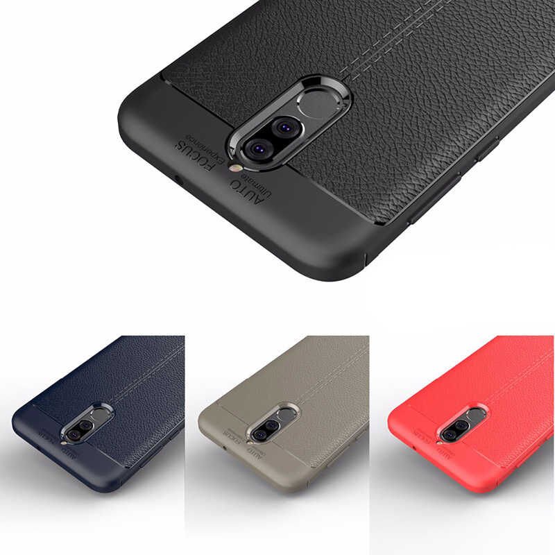 Huawei Mate 10 Lite Kılıf Deri Görünümlü Renk Atmayan Dayanaklı Silikon Kapak (NİSS) Lacivert