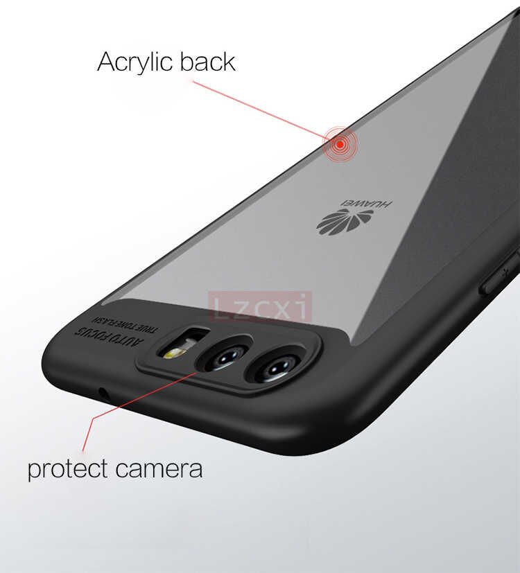 Huawei P9 Lite 2017 Kılıf Kenarları Silikon Arkası Şeffaf Sert Kapak (BUTTOM) Kırmızı