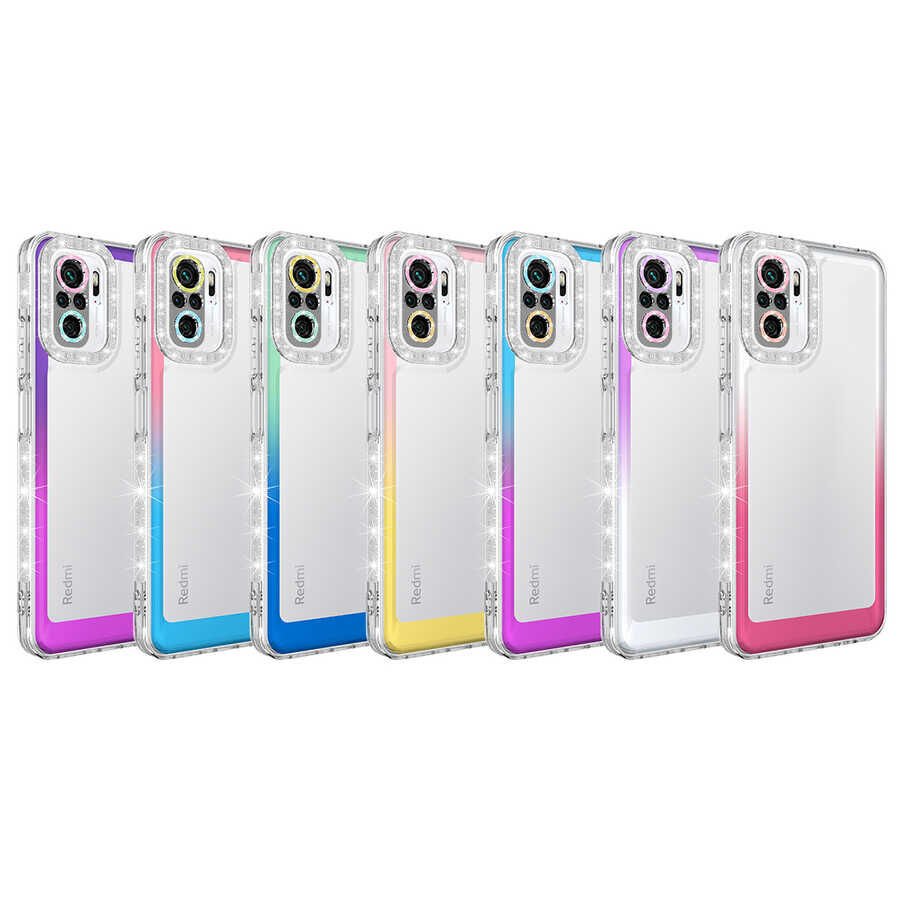 Xiaomi Redmi Note 10 Kılıf Simli ve Renk Geçiş Tasarımlı Lens Korumalı HEPTEKİLETİŞİM Park Kapak