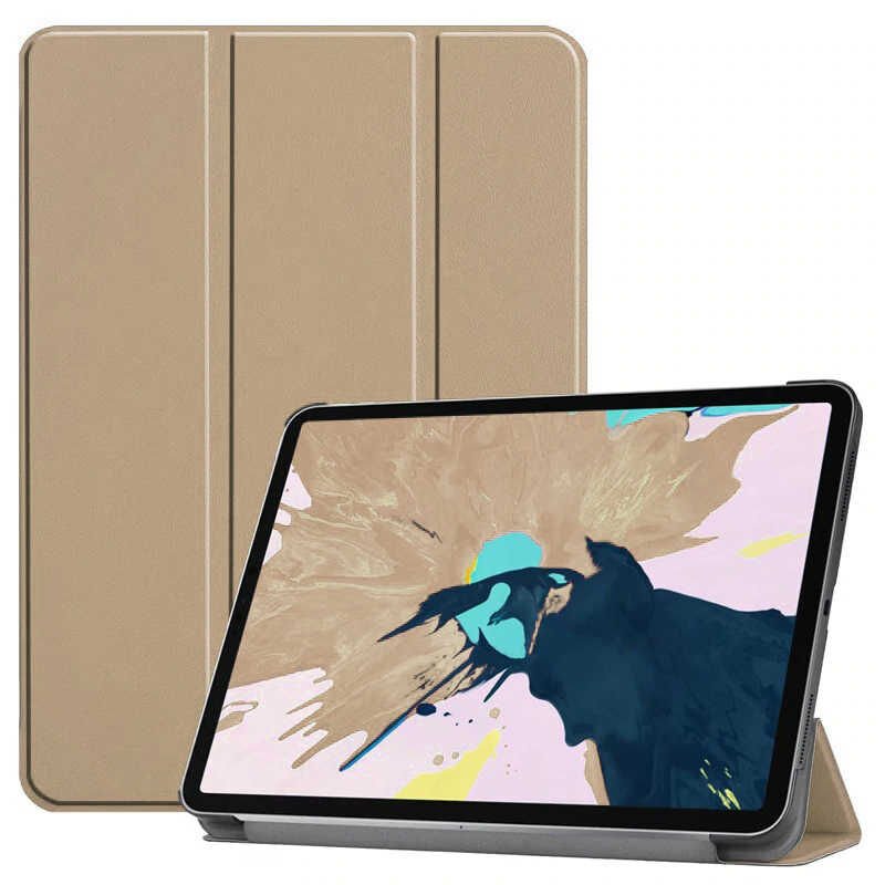 Apple iPad Air 11 2024 Kılıf Arkası Silikon Pu Deri 360 Korumalı Tasarım (SC.) Gold
