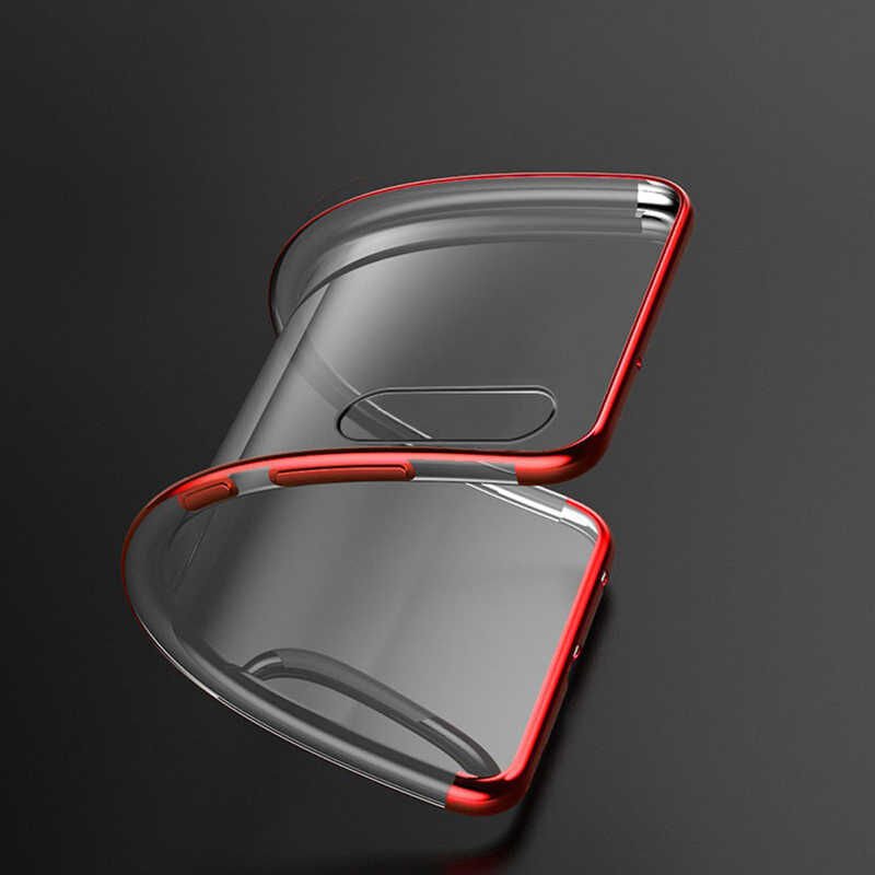 Xiaomi Mi 9 Kılıf Dört Köşe Renkli Lazer Şeffaf Silikon Kapak (GLİTTER) Rose Gold