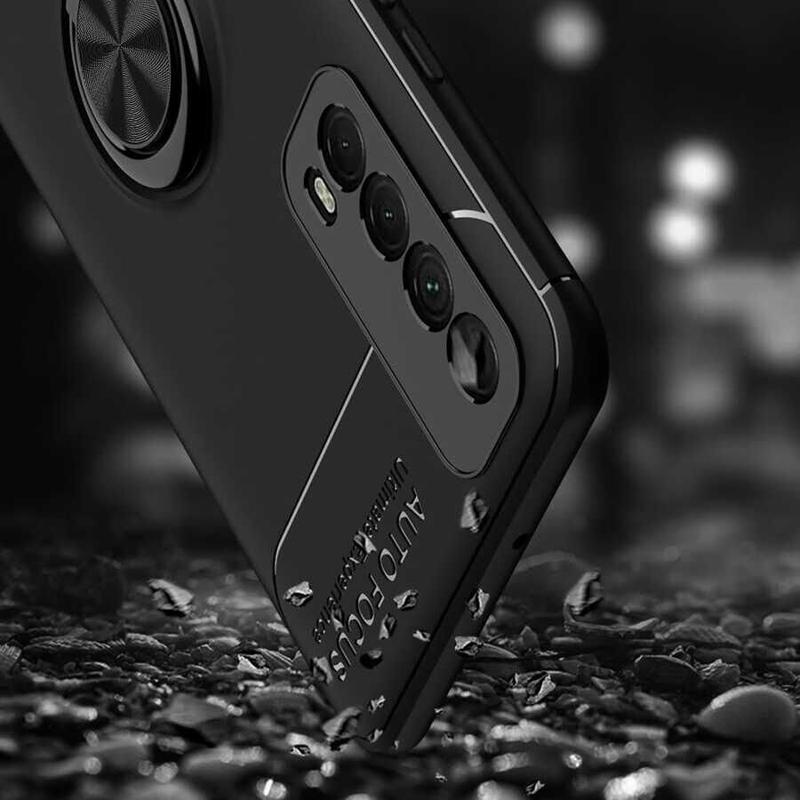 Huawei P Smart 2021 Kılıf Kamera Çıkıntılı Yüzüklü Standlı Mıknatıslı Kapak (RAVEL) Kırmızı