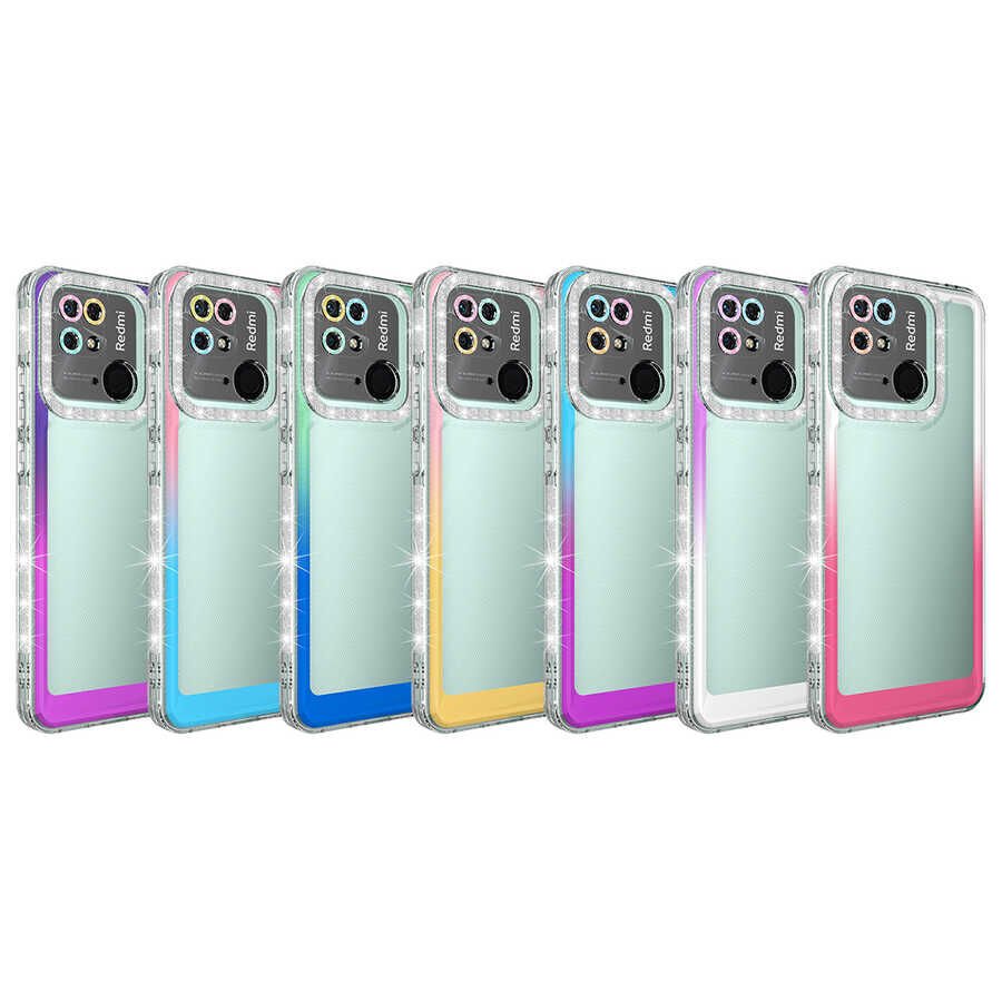 Xiaomi Redmi 10C Kılıf Simli ve Renk Geçiş Tasarımlı Lens Korumalı HEPTEKİLETİŞİM Park Kapak