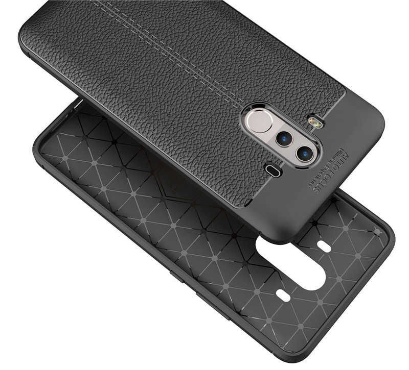 Huawei Mate 10 Pro Kılıf Deri Görünümlü Renk Atmayan Dayanaklı Silikon Kapak (NİSS) Gri