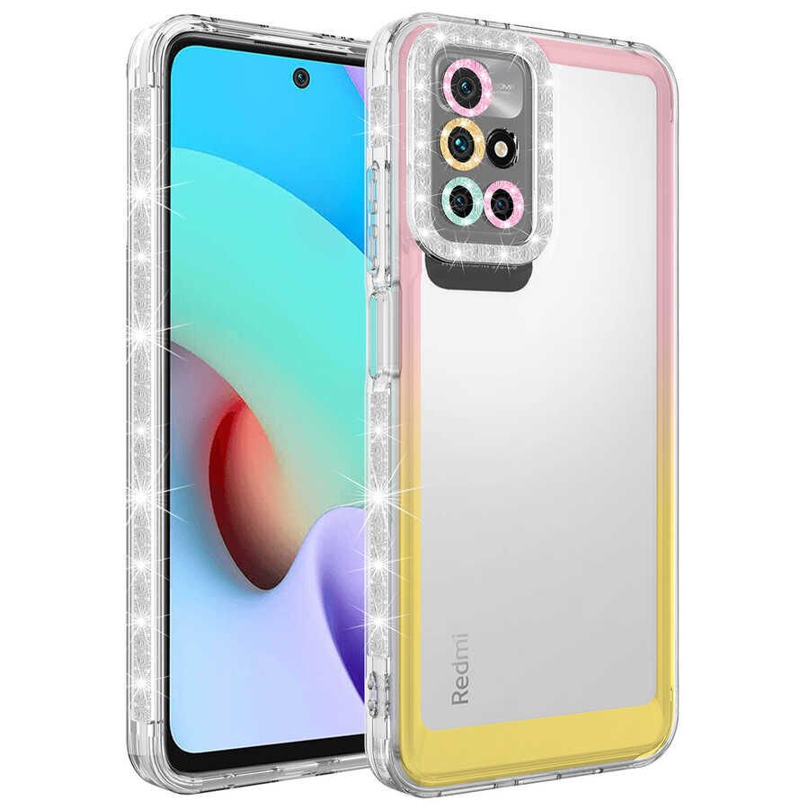 Xiaomi Redmi 10 Kılıf Simli ve Renk Geçiş Tasarımlı Lens Korumalı HEPTEKİLETİŞİM Park Kapak