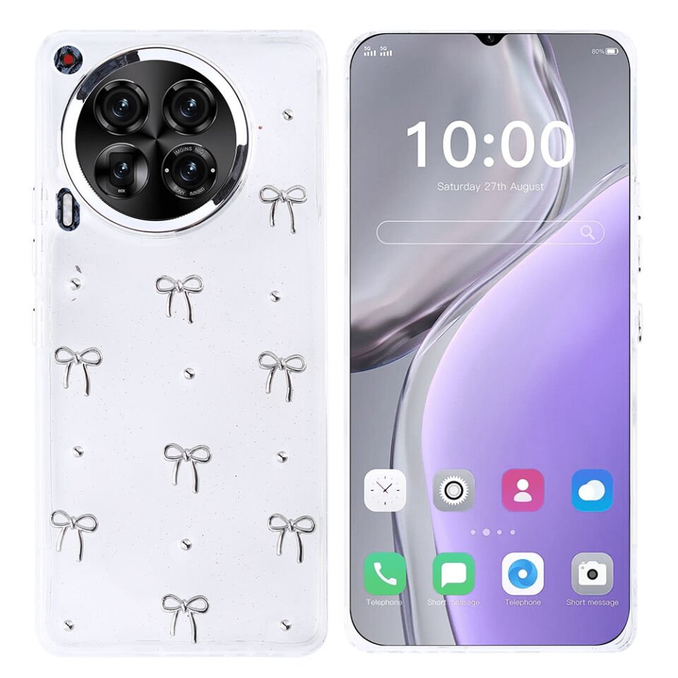 Tecno Camon 30 4G Kılıf Airbag Tasarımlı Simli Şeffaf Zore Kutup Kapak