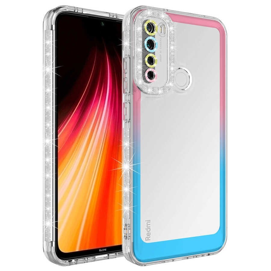 Xiaomi Redmi Note 8 Kılıf Simli ve Renk Geçiş Tasarımlı Lens Korumalı HEPTEKİLETİŞİM Park Kapak