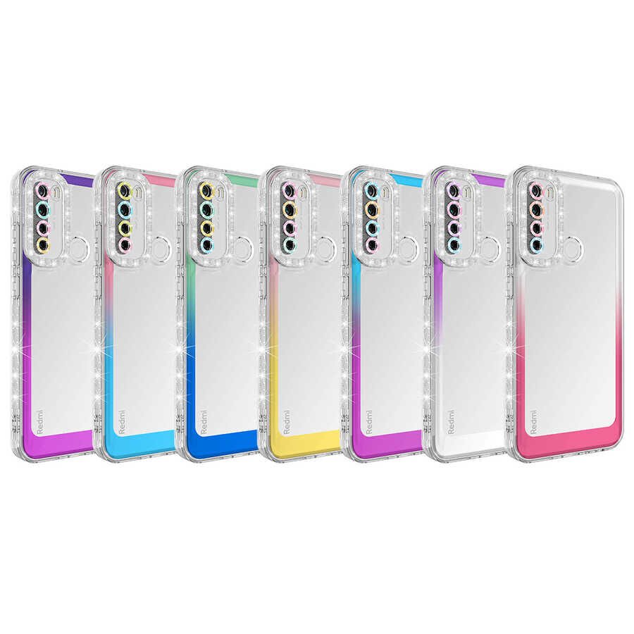 Xiaomi Redmi Note 8 Kılıf Simli ve Renk Geçiş Tasarımlı Lens Korumalı HEPTEKİLETİŞİM Park Kapak