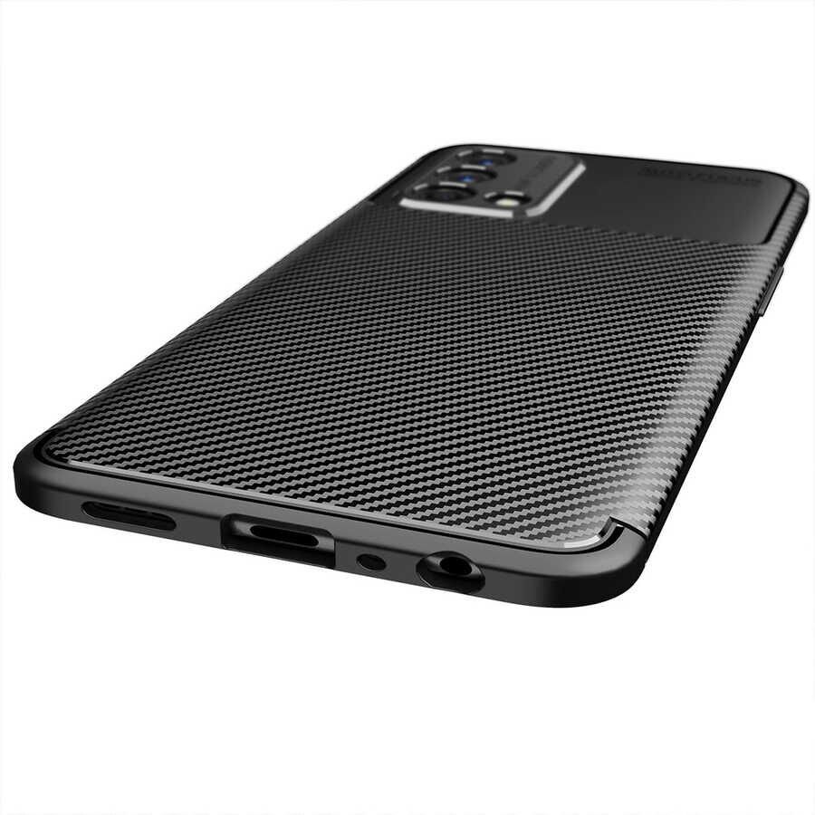 Oppo A74 4G Kılıf Kamera Çıkıntılı Karbon Fiber Dokulu Renk Atmaz Kapak (NEGRO) Siyah