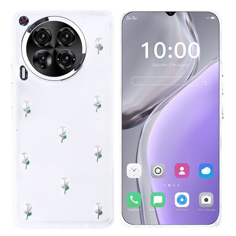 Tecno Camon 30 5G Kılıf Airbag Tasarımlı Simli Şeffaf Zore Kutup Kapak