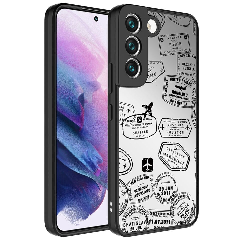 Galaxy S21 FE Kılıf Aynalı Desenli Kamera Korumalı Parlak Renkli Sert Kapak (Mirror) Seyahat