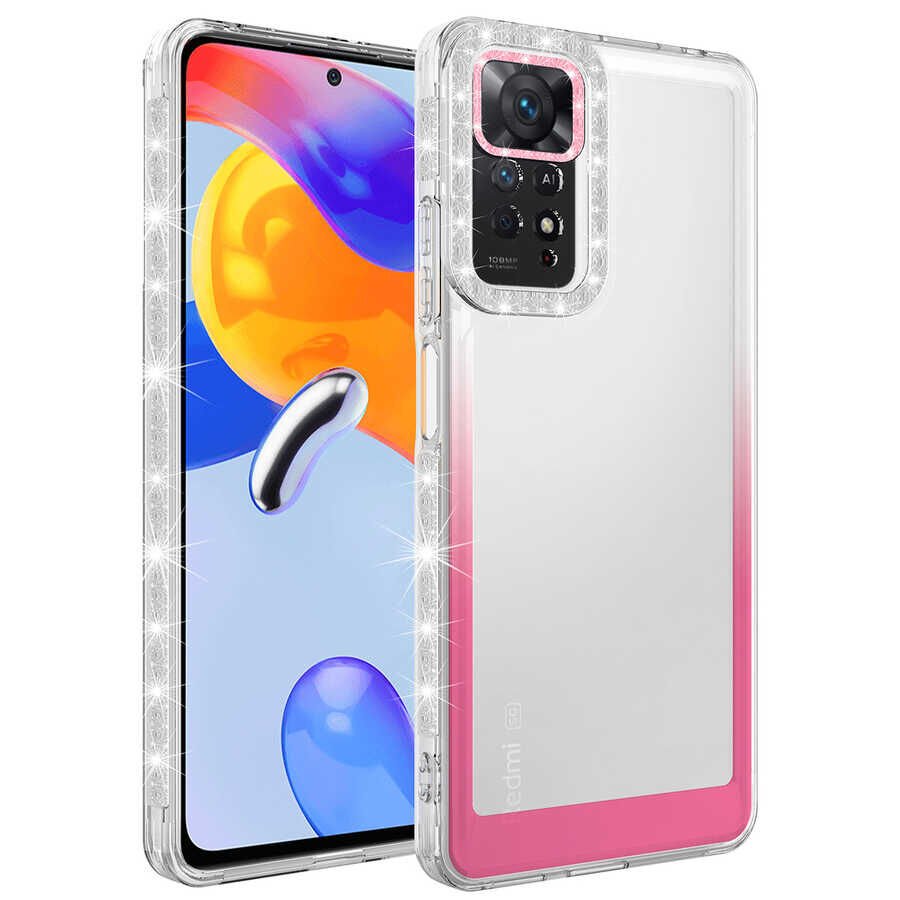 Xiaomi Redmi Note 11 Global Kılıf Simli ve Renk Geçiş Tasarımlı Lens Korumalı HEPTEKİLETİŞİM Park Kapak