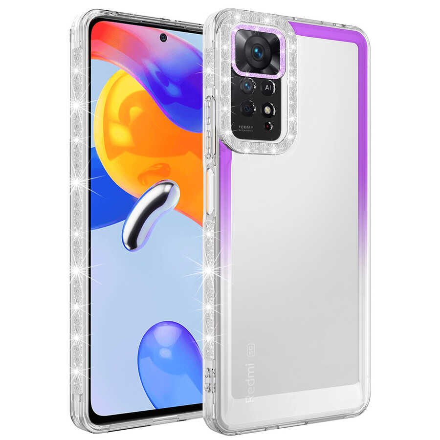 Xiaomi Redmi Note 11S Global Kılıf Simli ve Renk Geçiş Tasarımlı Lens Korumalı HEPTEKİLETİŞİM Park Kapak